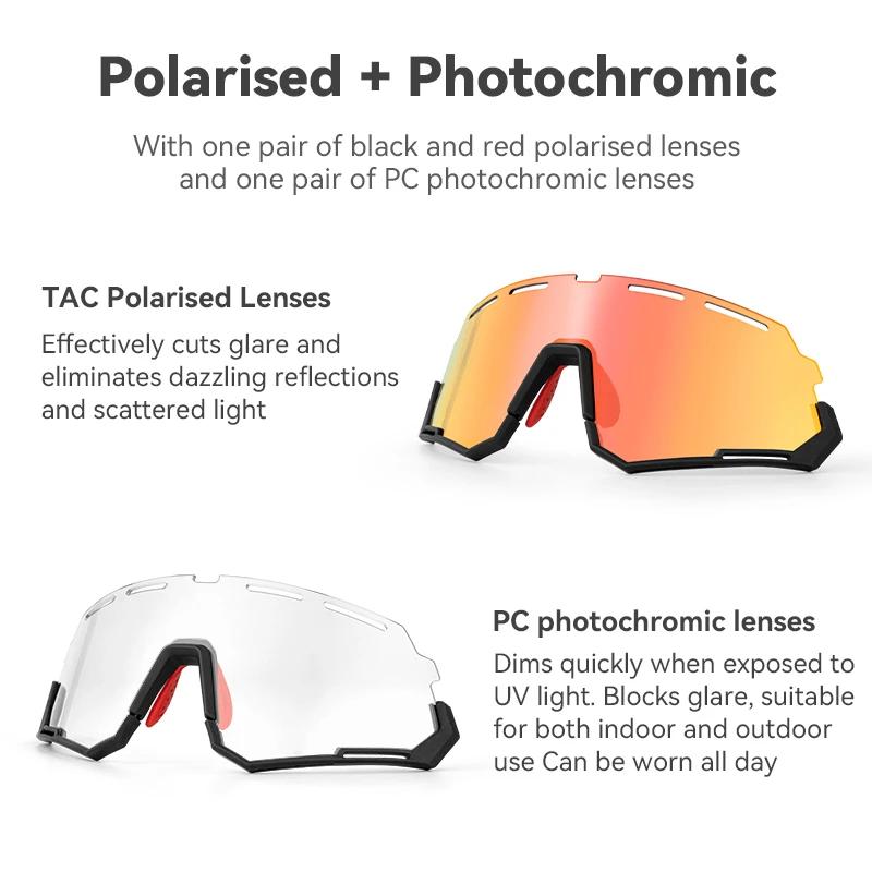 ROCKBROS – lunettes de soleil polarisées photochromiques pour hommes et femmes, vtt, vélo de route,