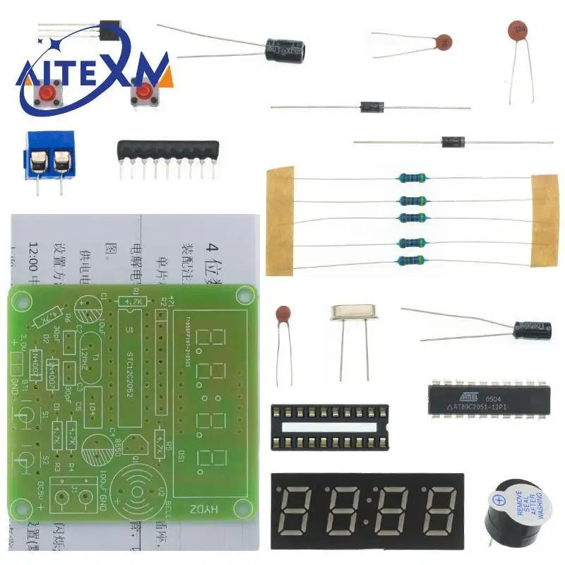 AT89C2051 Horloge électronique numérique 4 bits, suite de production électronique, kit de bricolage,