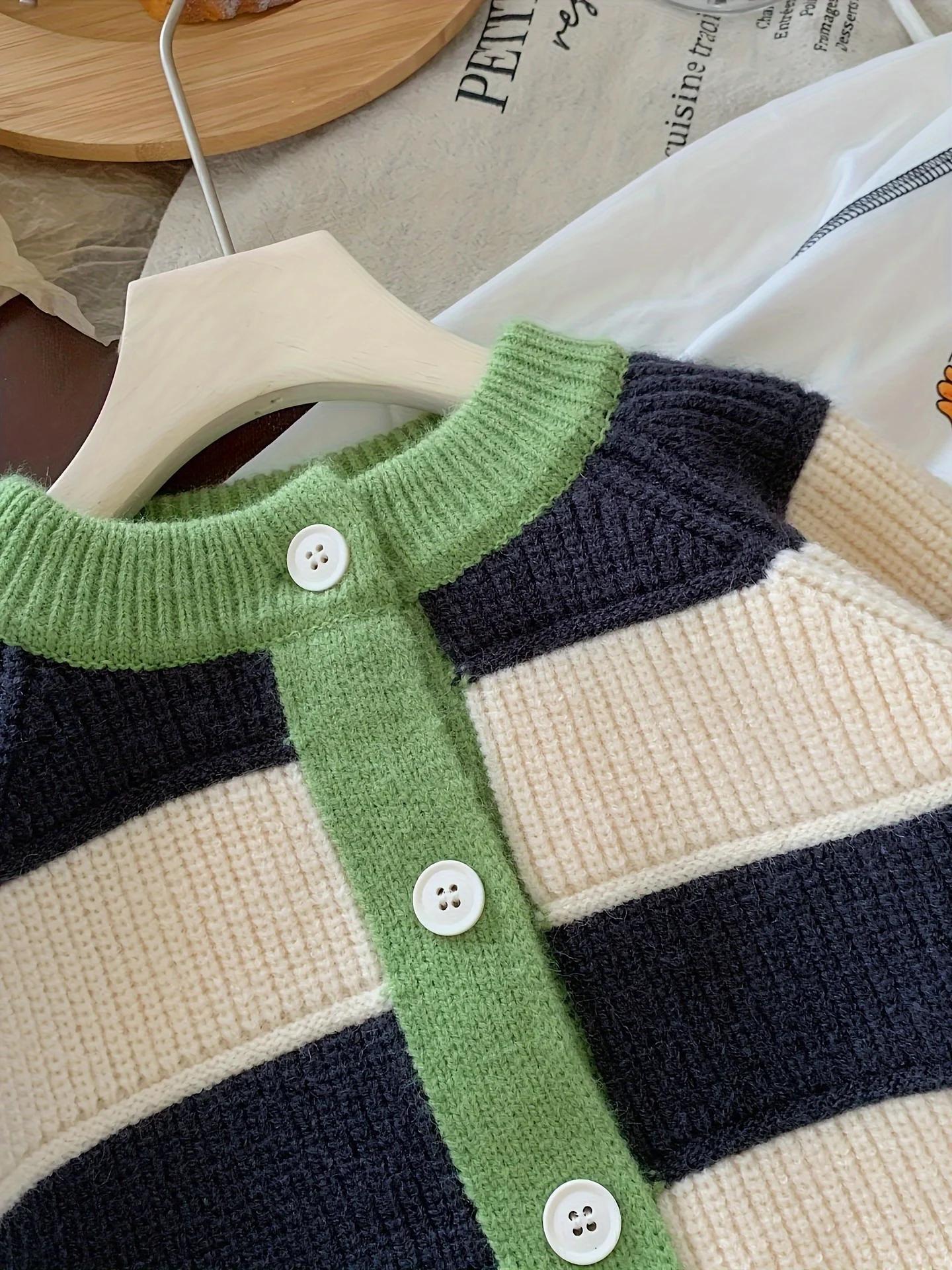Nouveau Cardigan pull pour enfants, rayé printemps et automne, élégant et à la mode, Style automne b