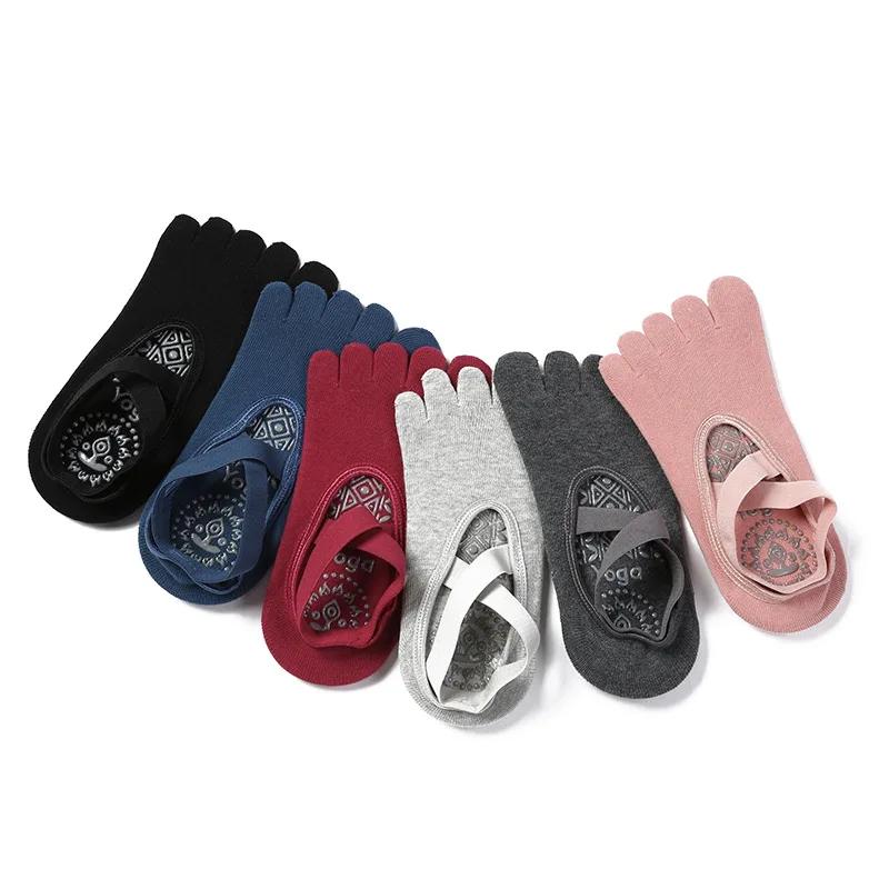 Chaussettes de Yoga antidérapantes à cinq orteils pour femmes, chaussettes de Pilates, protection du