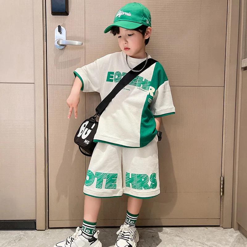 Nouvel été adolescents garçons vêtements ensembles enfant mode lettre haut et short 2 pièces enfants