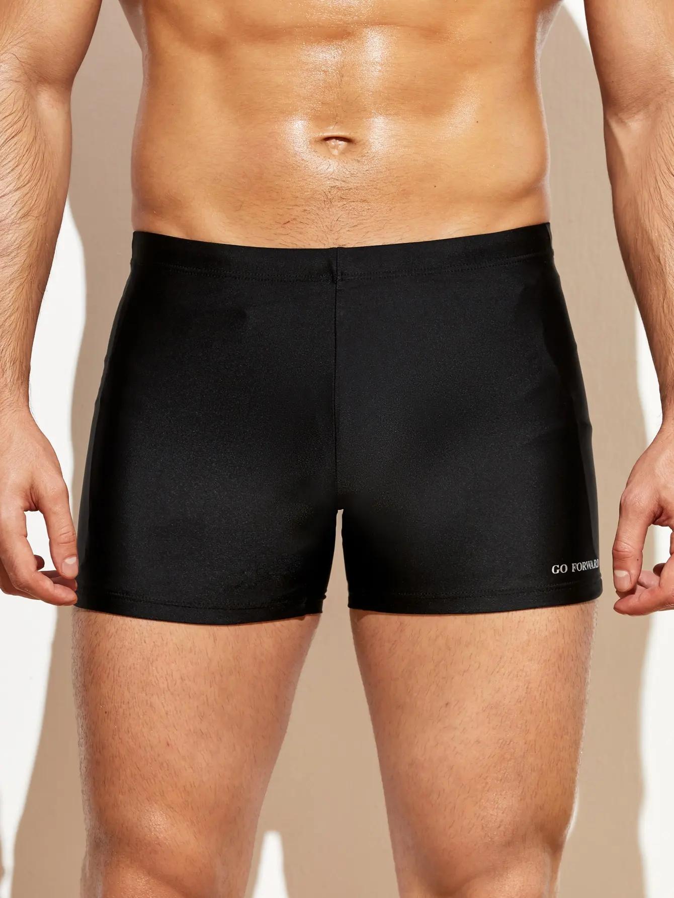Pantalon de bain homme moulant à coins plats - Maillot de natation unie pour entraînement et sport aquatique