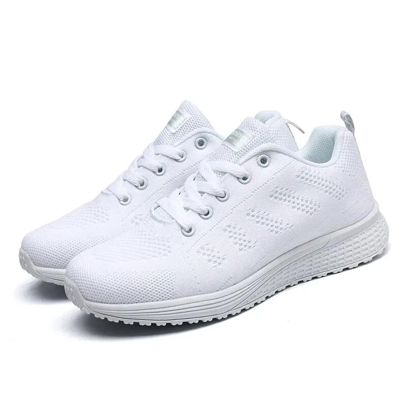 Femmes Chaussures Décontractées Mode Respirant Marche Maille FlatShoesSneakers Blanc Femme Chaussure