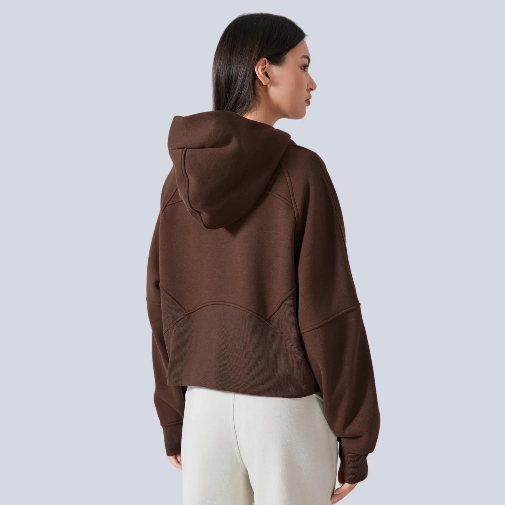Sweat-shirt à Capuche avec Fermeture Éclair Complète pour Femme, Vêtement d'Hiver Chaud, Manteau de