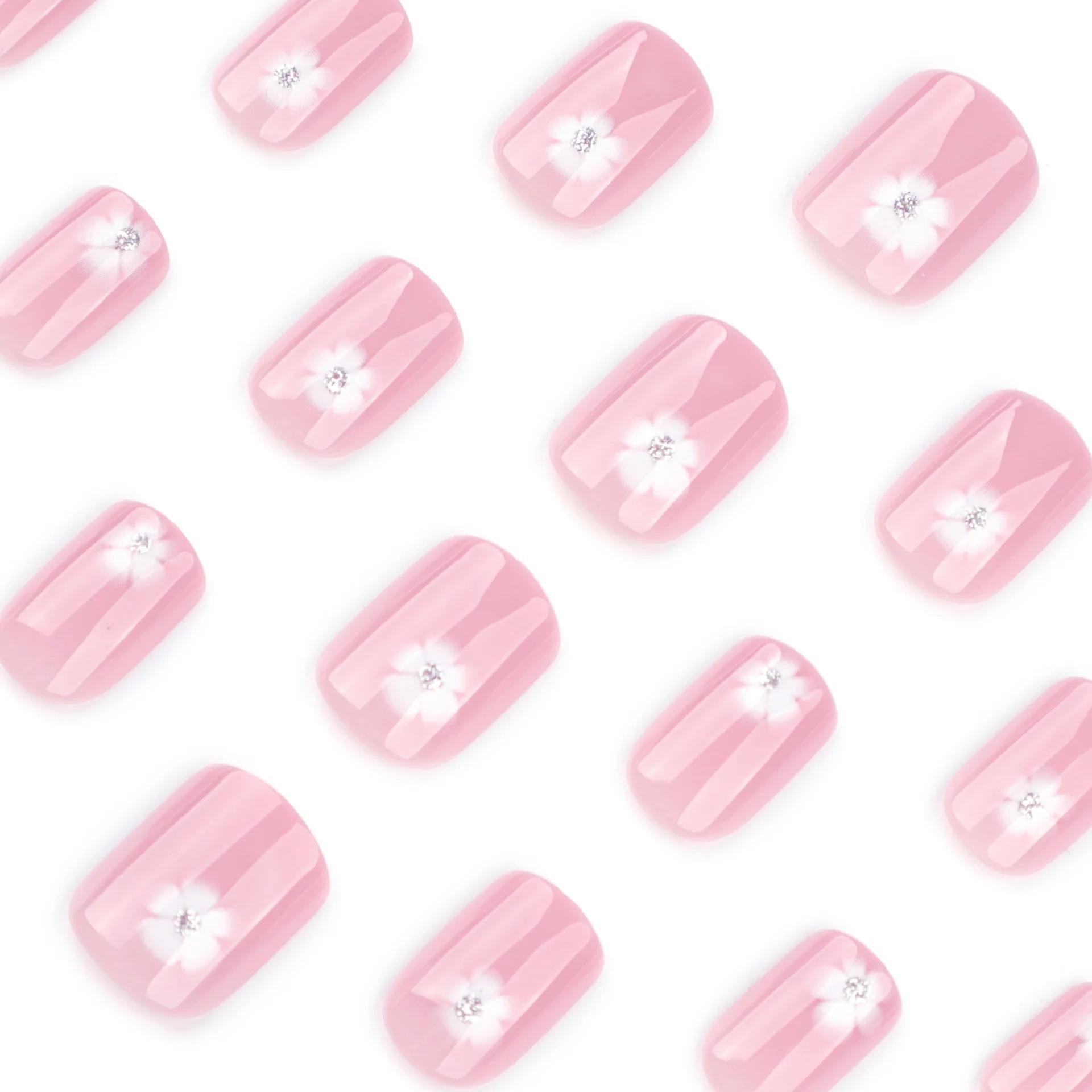 Faux ongles à pression pour chaton noir et blanc, 24 pièces, carrés, amovibles, portables, faits à l