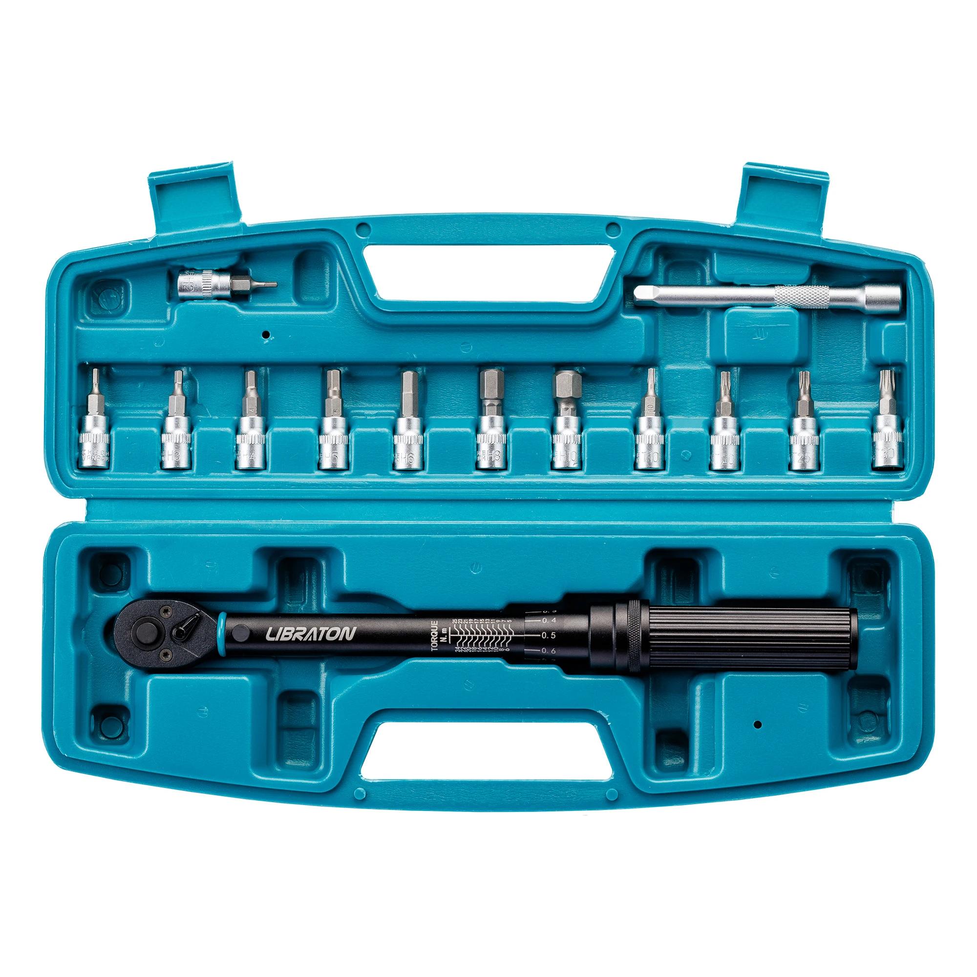 LIBRABOU- Ensemble de douilles de couple pour vélo, Hex, Torx, Star Bit, 1/4 en effet, 5-25Nm, 0.1 N