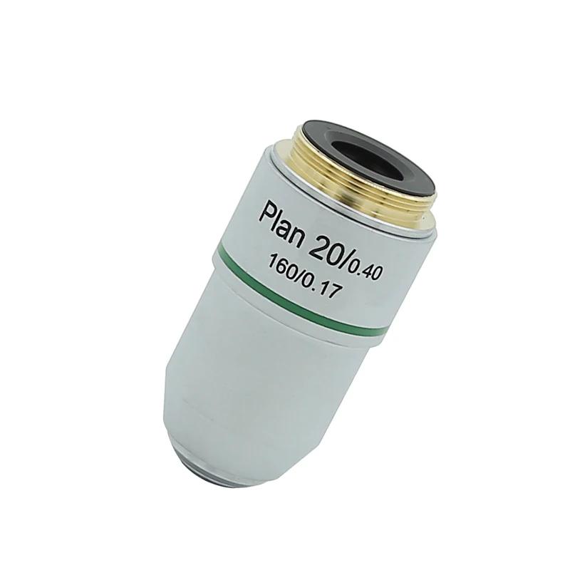 Objectif de Plan de Microscope biologique, lentille 4X 10X 20X 40X 60X 100X RMS, filetage 160/0.17