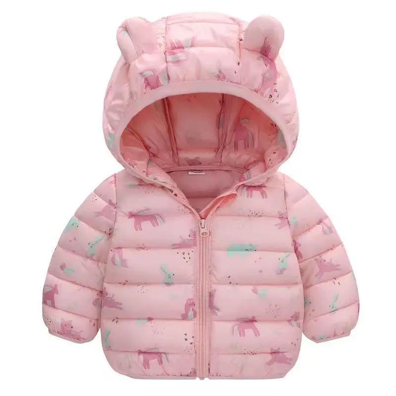 Doudounes pour bébés garçons et filles, manteaux à fermeture éclair motif ours de dessin animé pour