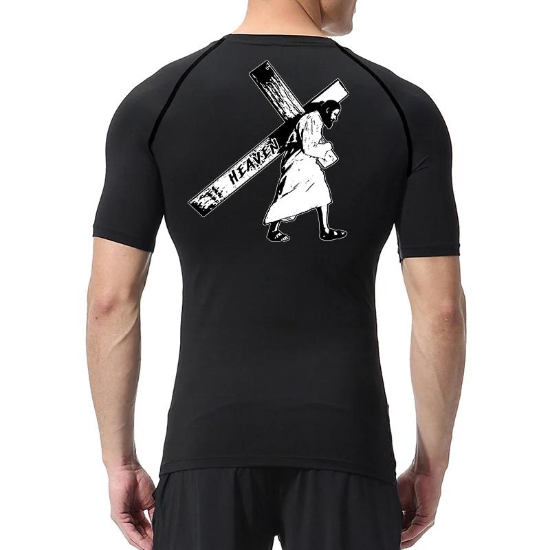 T-shirt athlétique homme séchage rapide compression graphique angel chrétien sport