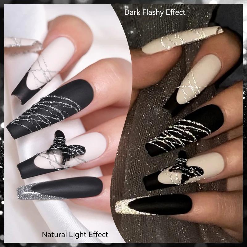 LILYCUTE 8ml blanc noir argent araignée Gel pour ongles naturel foncé Flashy dessin peinture UV Gel