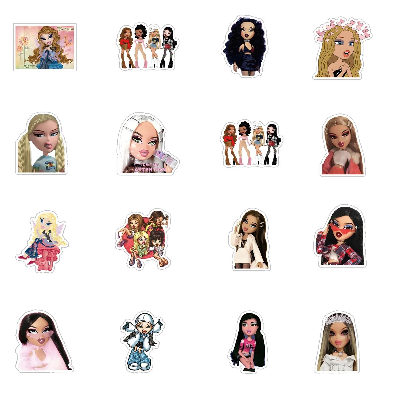 56/63 pièces dessin animé Bratz poupée Graffiti bricolage téléphone portable autocollant étanche