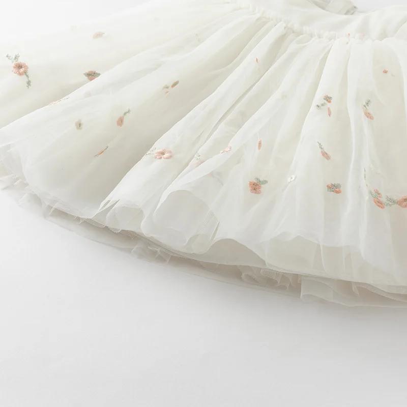 Dave Bella robe élégante pour les filles automne printemps enfants coton charme dentelle maille robe