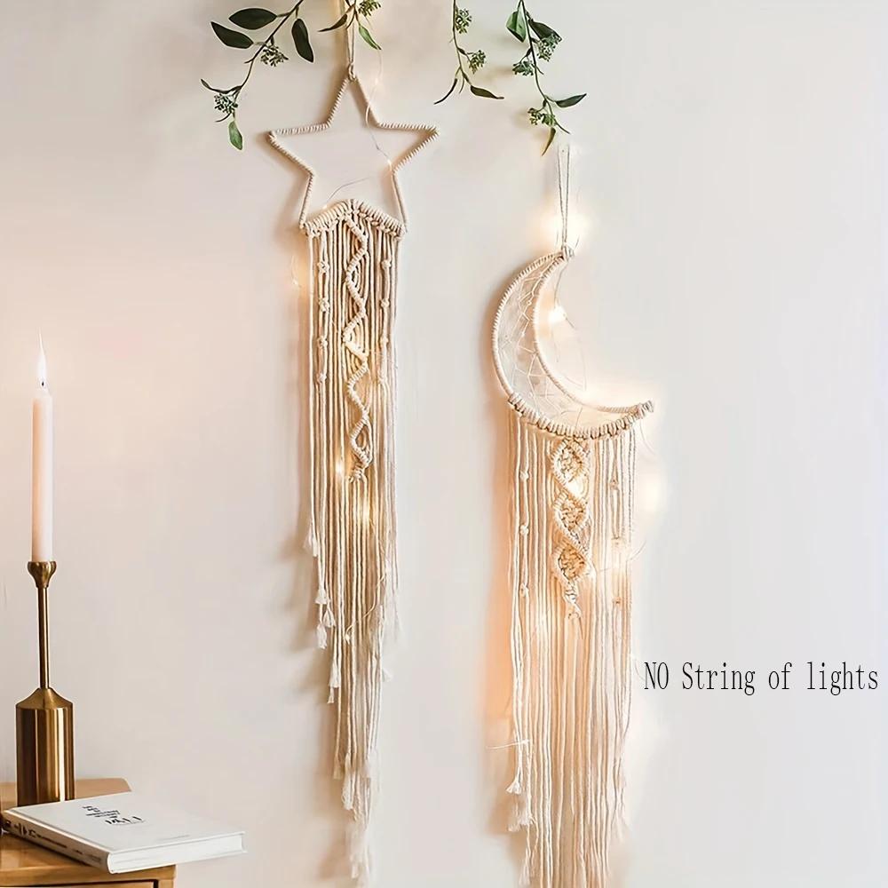 Pendentif tissé étoile et lune, décoration d'intérieur, pendentif de chambre à coucher, cadeau de va