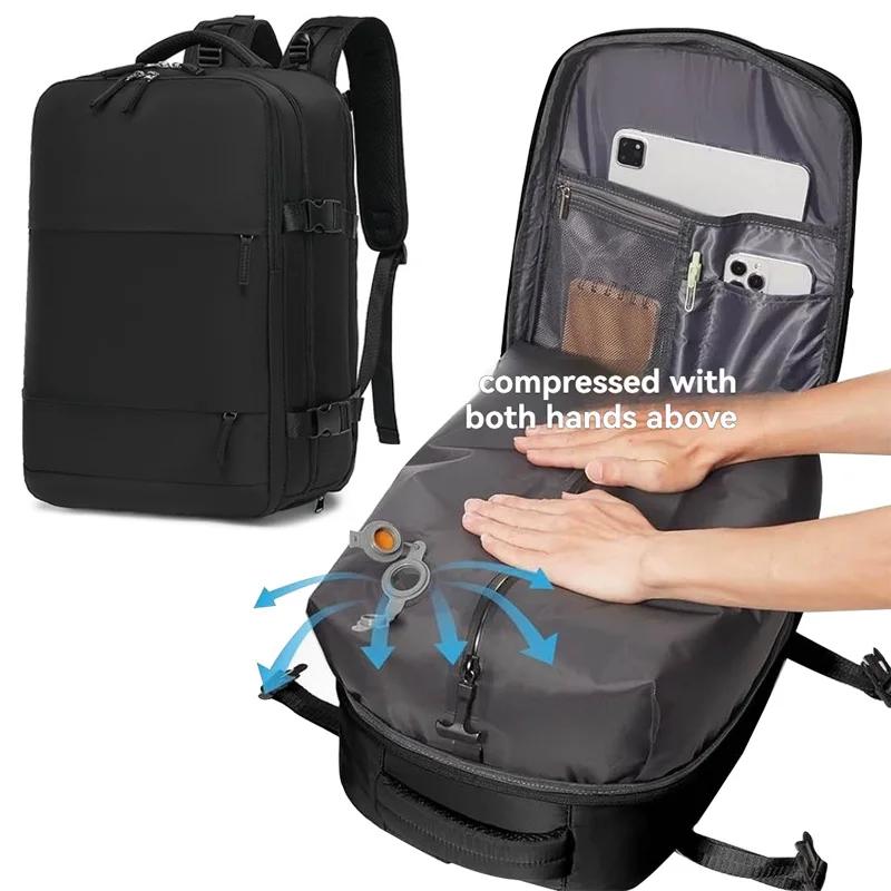 Sac à dos de voyage à pompe à air intégrée scellé sous vide, sac à dos de voyage extensible, équipé
