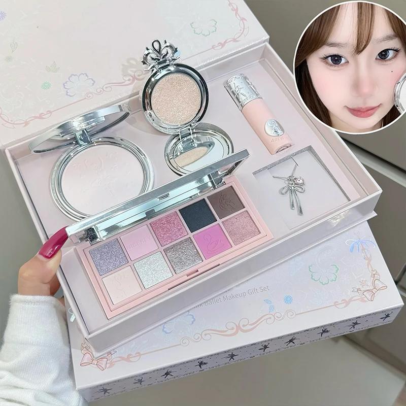 NICEKEY – boîte de maquillage de Ballet rose comprenant 1 boue à lèvres, 1 * poudre pressée, 1 * pou