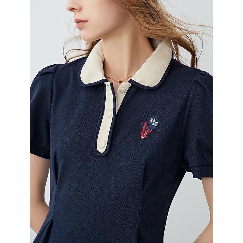 Robe de style académique pour femmes, jupe polo mi-longue, été, nouveau, 2024