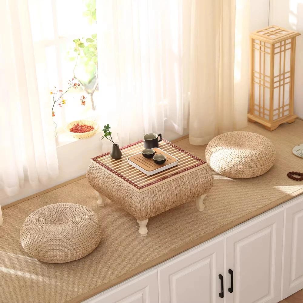 Table de tatami en rotin japonais balcon baie vitrée petite table d'appoint table basse chambre à co