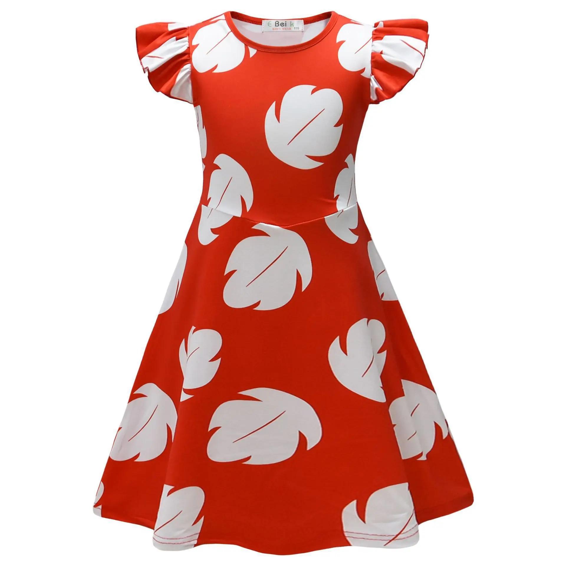 Robe de Costume Disney Lilo & Stitch pour petites filles, Cosplay hawaïen, été, feuilles d'érable bl