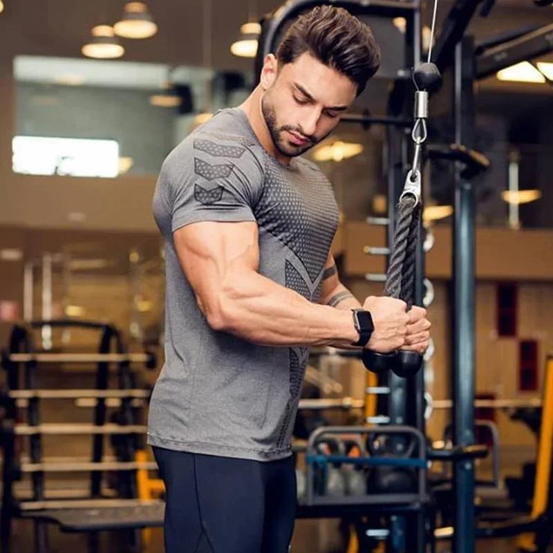 T-shirt sport homme 2026 fitness musculation - Haut compression moulant séchage rapide entraînement