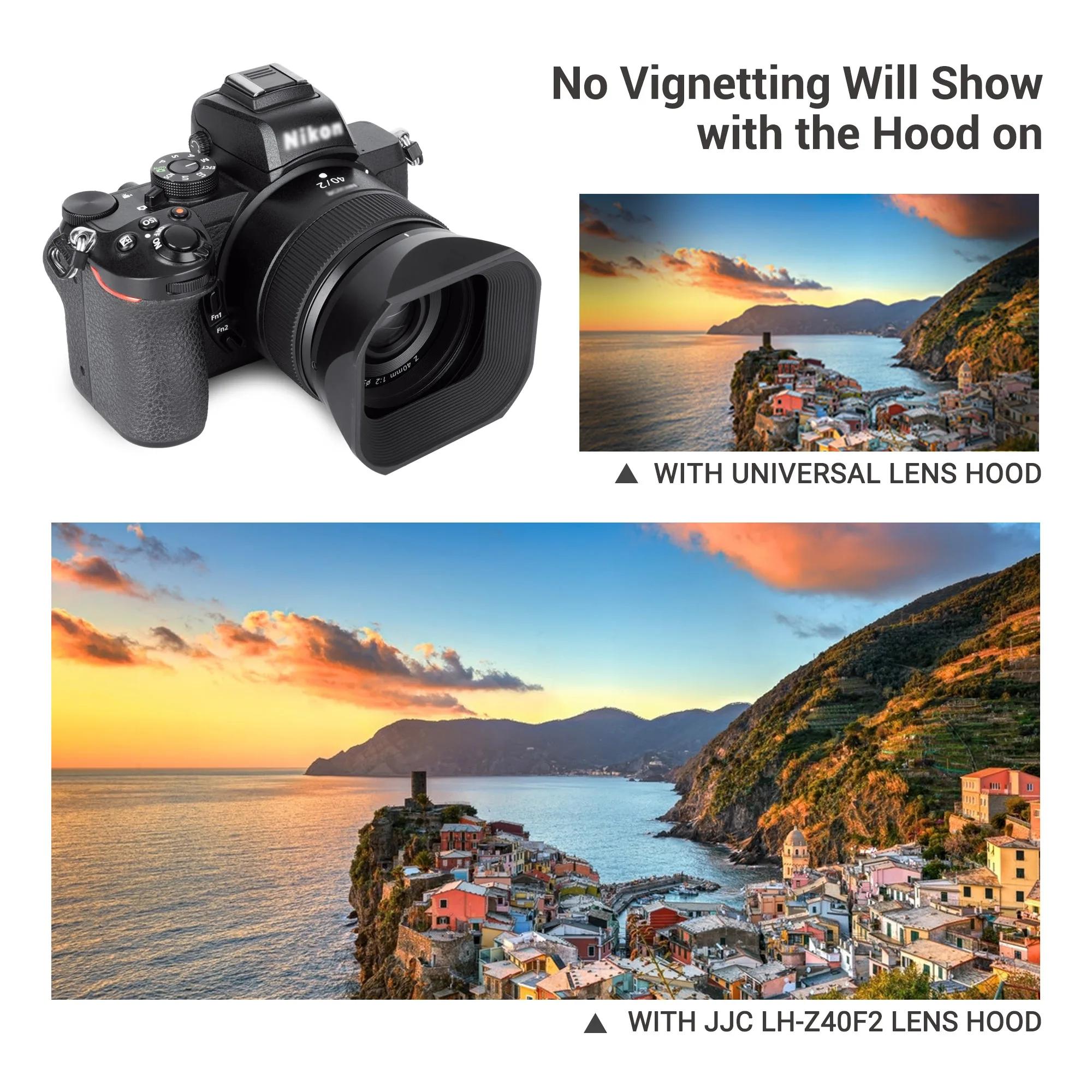 JJC-Pare-soleil carré pour Nikon Z, 40mm, f/2 (SE), Nikon NIKKOR Z 26mmf/2.8, compatible avec ZF Z5