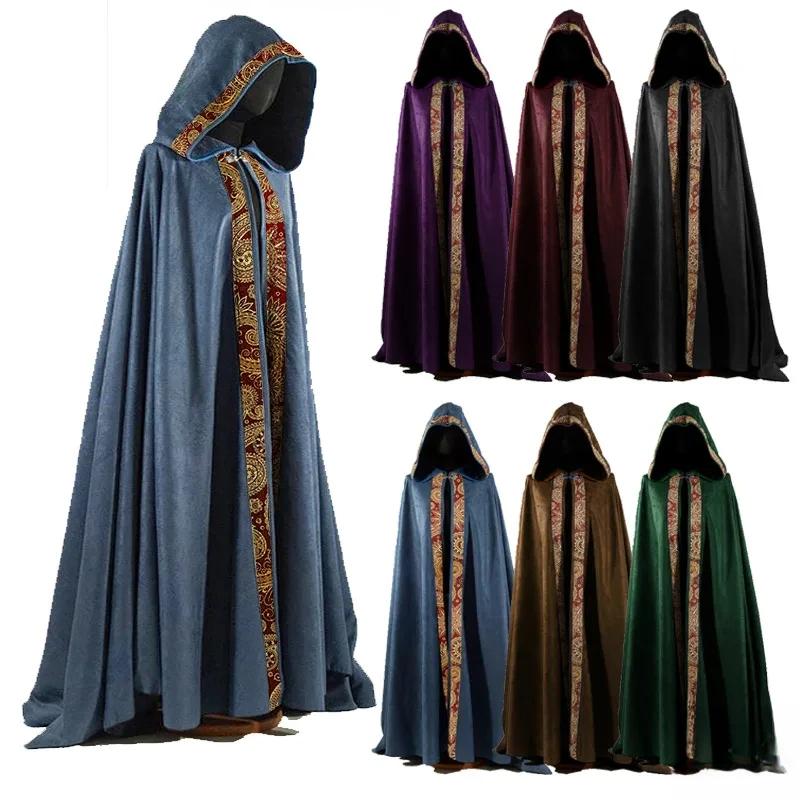 Cape à capuche gothique Vintage pour hommes et femmes, manteau d'halloween, Vampire, diable, magicie