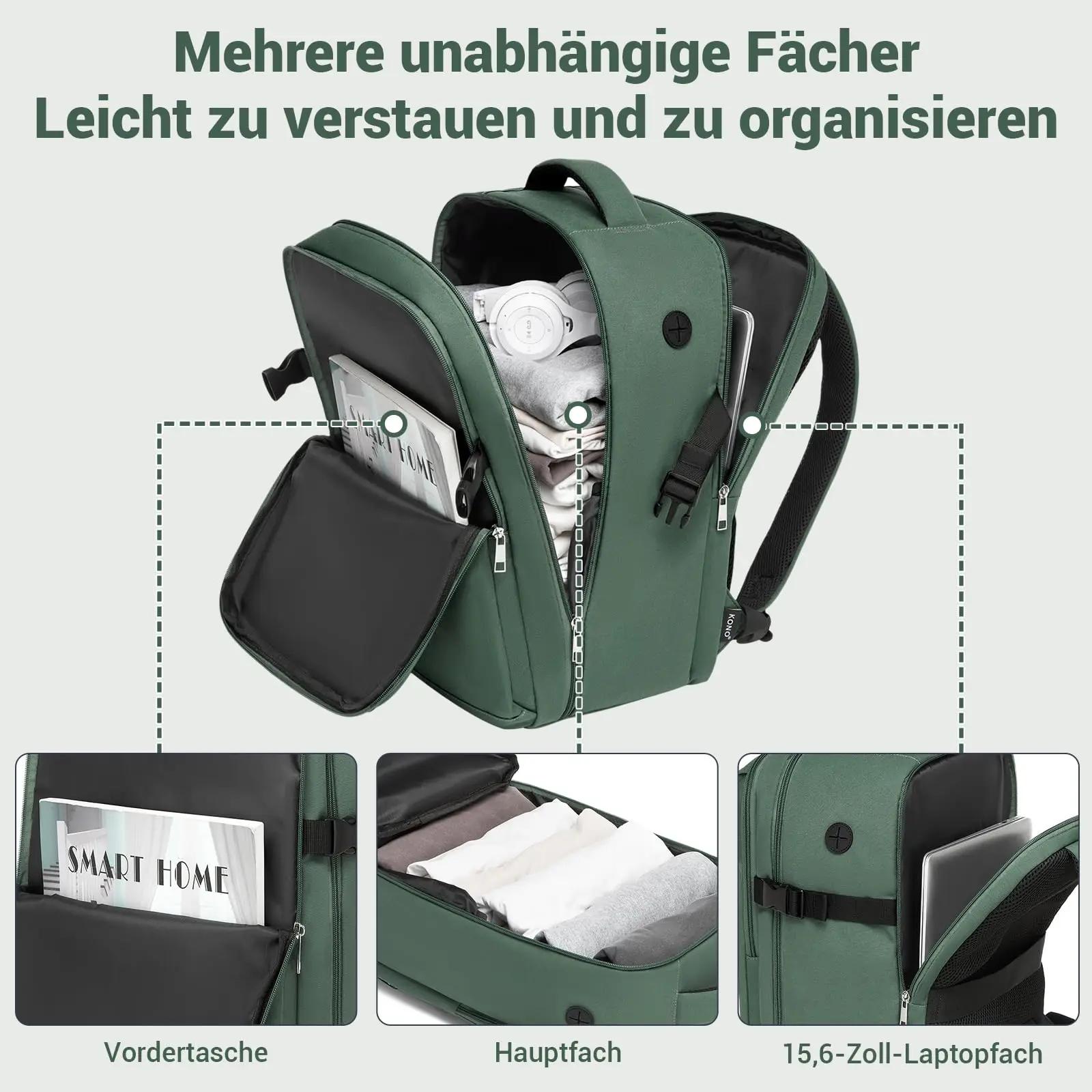 KONO Sac à dos pour ordinateur portable pour homme-15,6 pouces hydrofuge avec compartiment rembourré