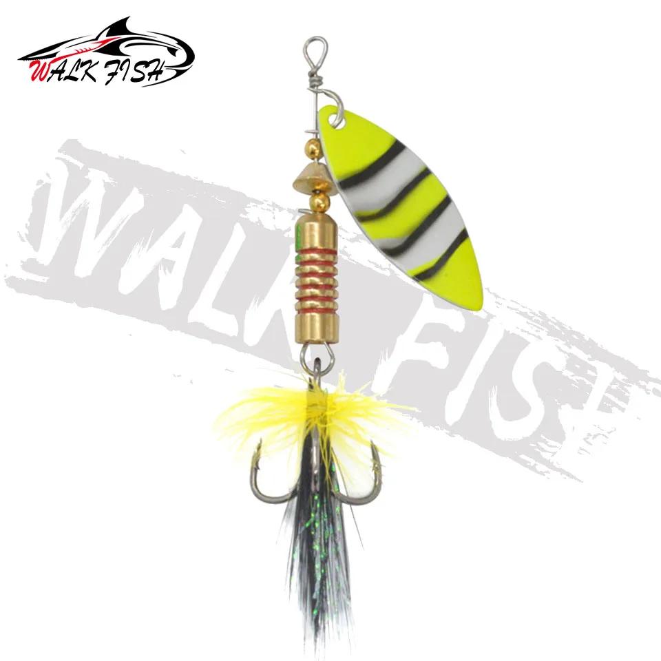 OBCK FISH-Leurre de pêche spinner avec triple hameçon et plume, appât dur wobJeff idéal pour bar, 6g