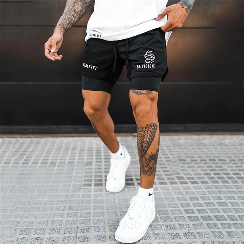 Shorts sport 2 en 1 hommes course fitness - Jogging double pont séchage rapide gym 2025