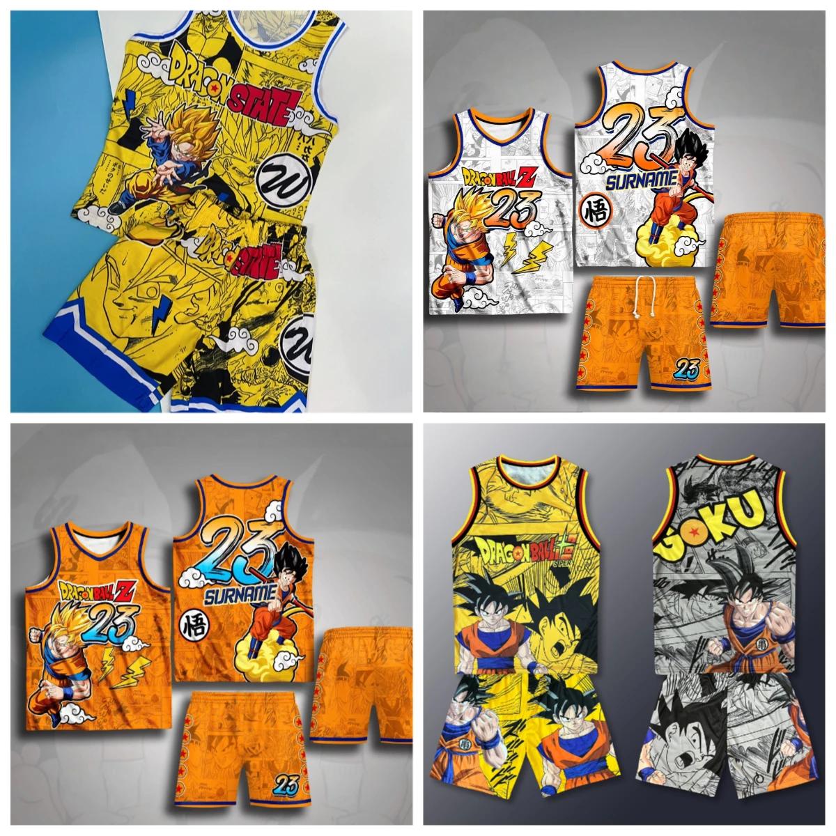 Ensemble de tenue de basket-ball Dragon Ball pour adultes et enfants, débardeur et short respirants