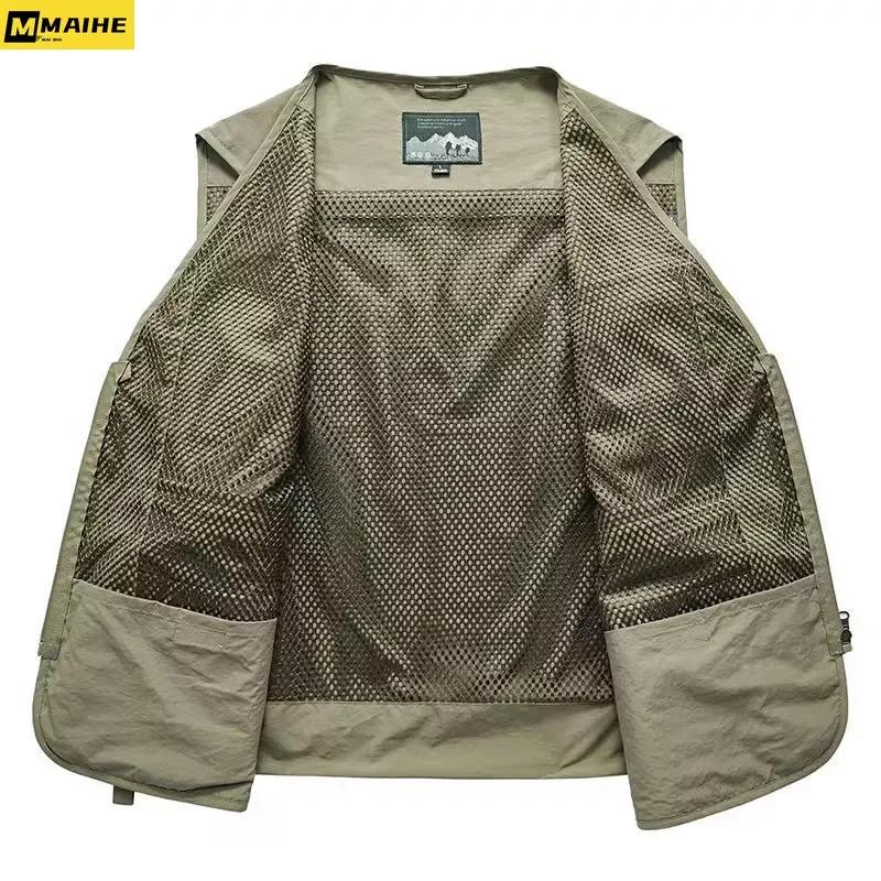 Gilet cargo en maille pour homme, 14 poches, nouvelle collection été