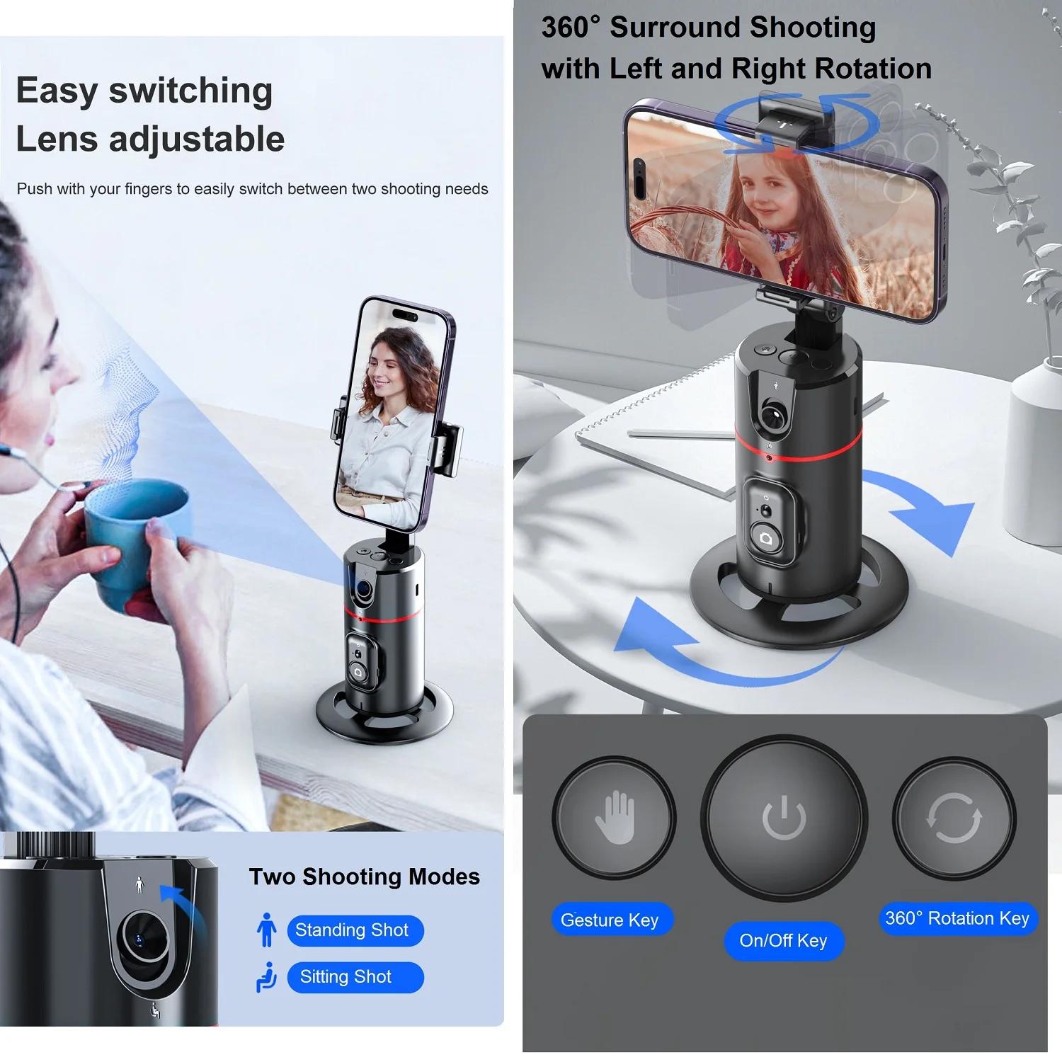 Trépied à suivi automatique du visage, rotation à 360 °, support de téléphone à suivi automatique, t