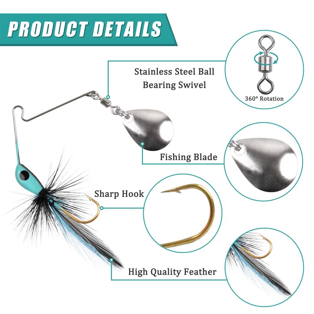 3 pièces Spinner appât bar leurre de pêche métal Spinnerbait gabarit tête crochet pour brochet bar t
