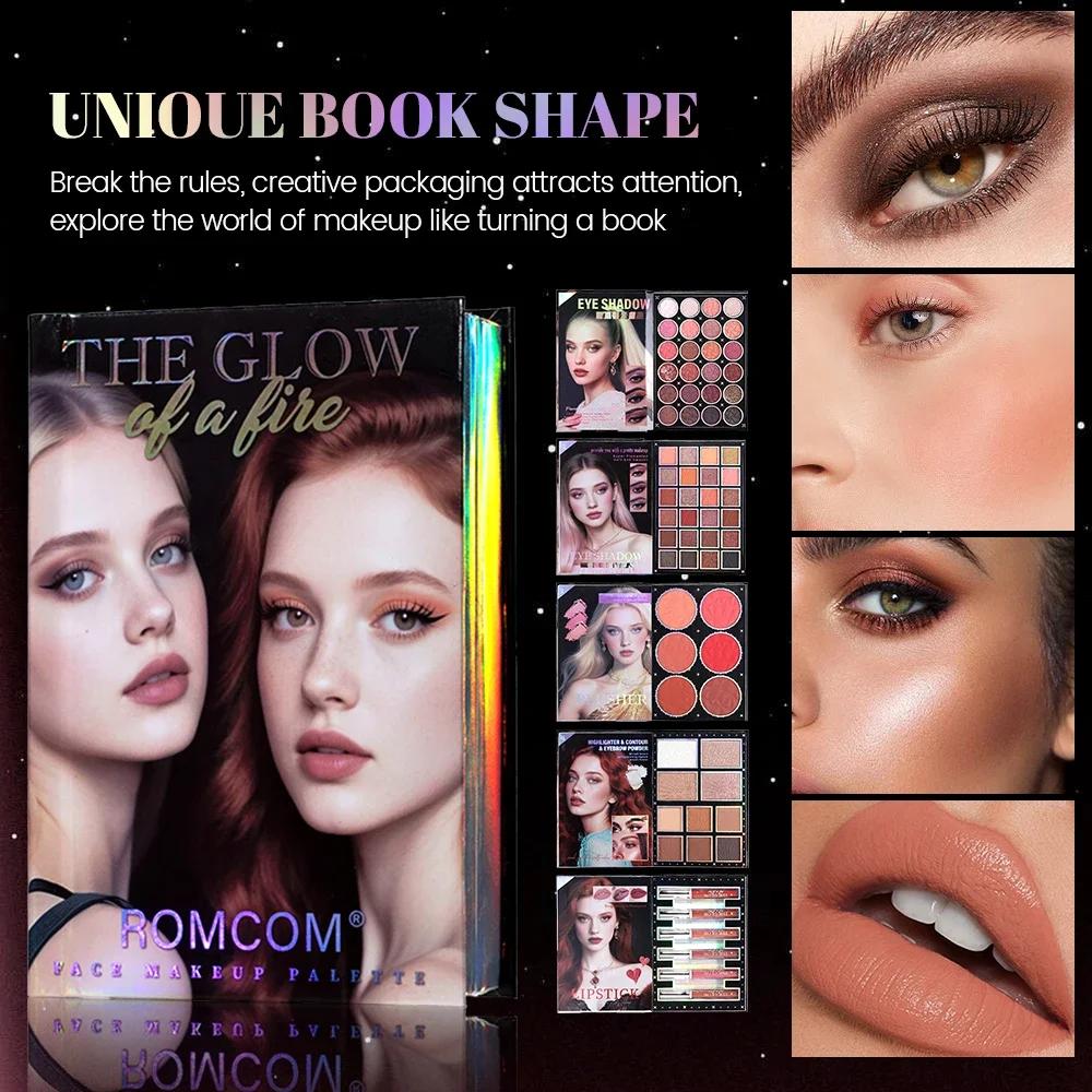 livre magique de maquillage, y compris ombre à paupières, brillant à lèvres, fard à joues en poudre,