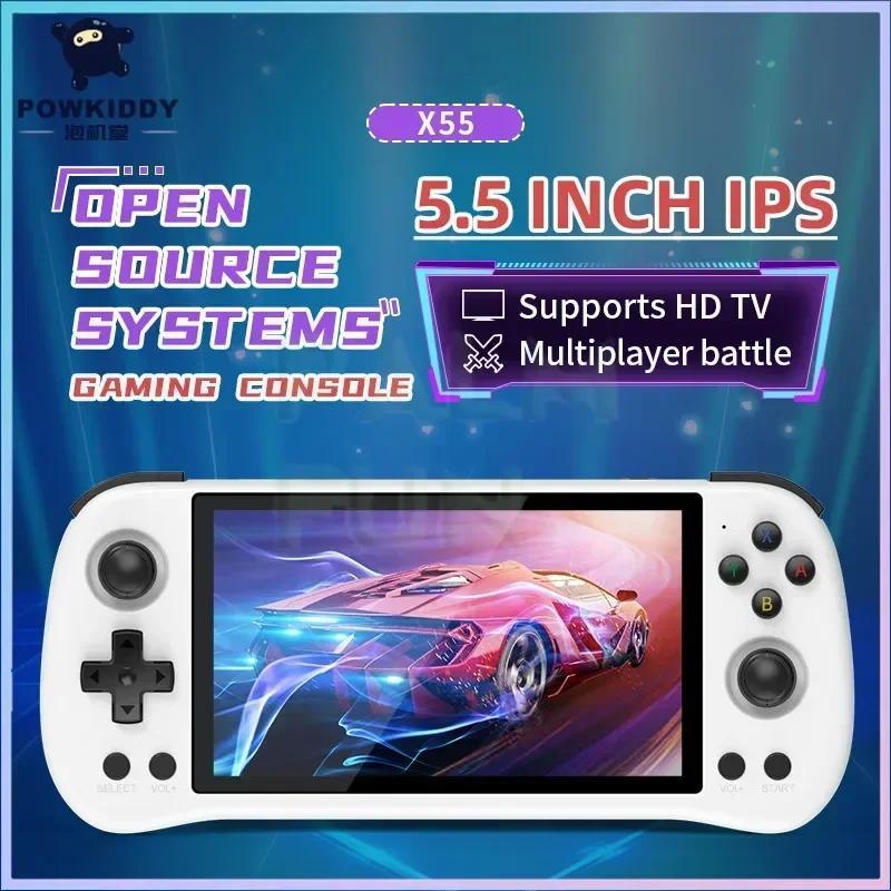 POWKIDDY-Consoles de jeux vidéo portables, système Linux, TV, HDMI, lecteur rétro, 5.5G, 512 jeux, P