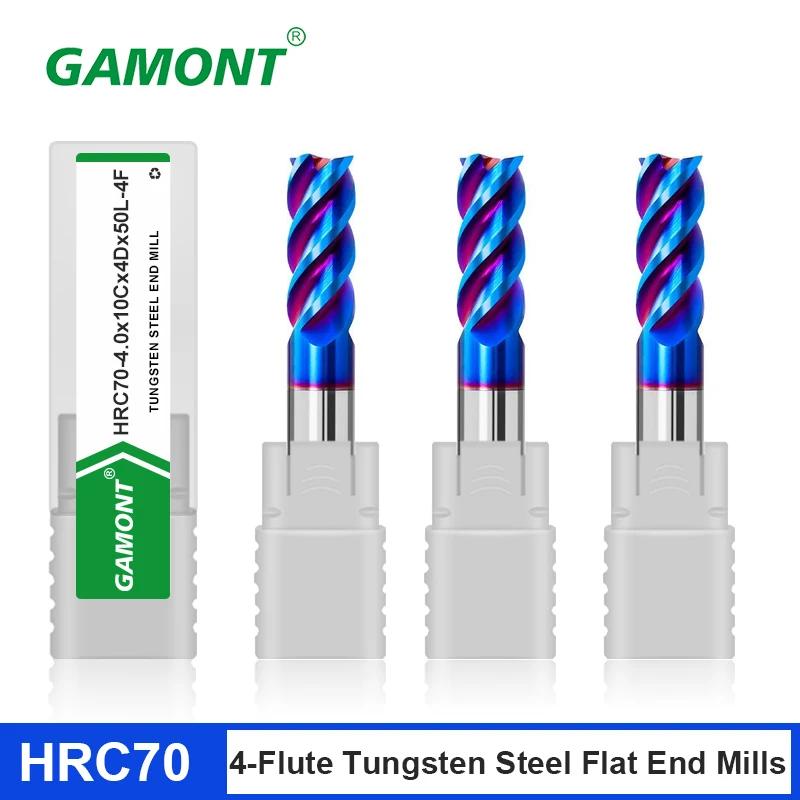 GAMONT HRC70 4-Fraise cannelures carbure d'acier au tungstène revêtement de caractéristique bleue f