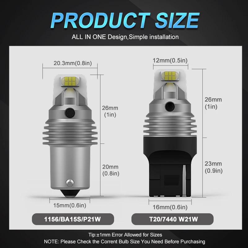 2x T20 Led W21W 7440 DRL tour inverse unique feu stop 3570 voiture Led ampoule 1156 BA15S P21W R5W L