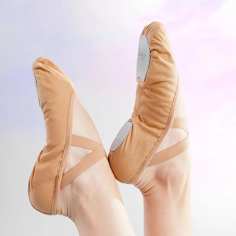 Chaussures de ballet en toile pour femmes - Ballerines plates souples antidérapantes