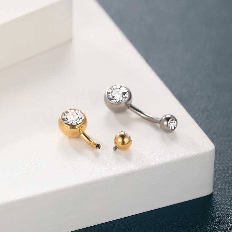 10 pièces/lot G23 titane nombril anneaux cristal nombril haltère anneaux ventre Piercing bijoux pour