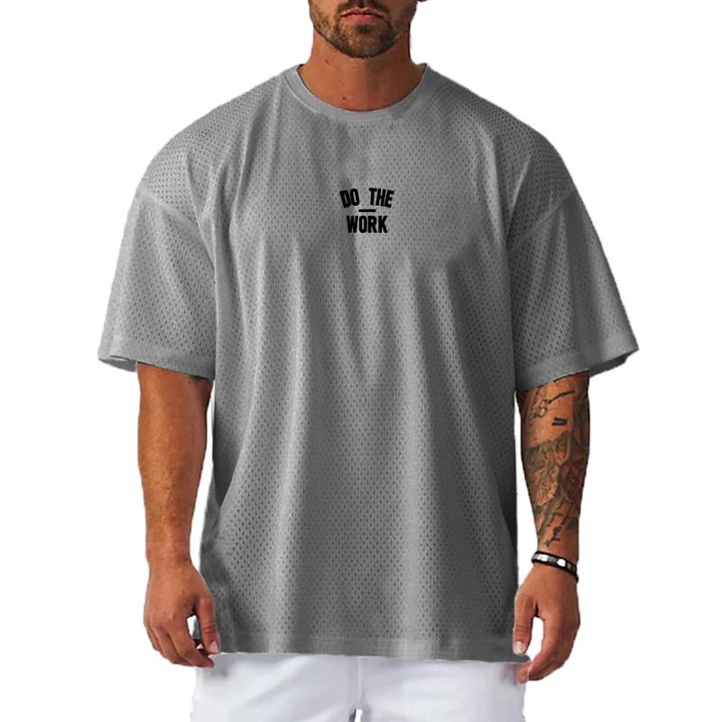 T-shirt oversize homme fitness été - Maille respirante pour gym, running et occasions décontractées