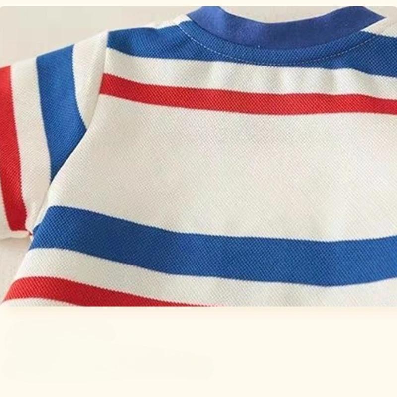 Nouvelle combinaison pour bébé, été, manches courtes, à rayures colorées, avec lettres, combinaison