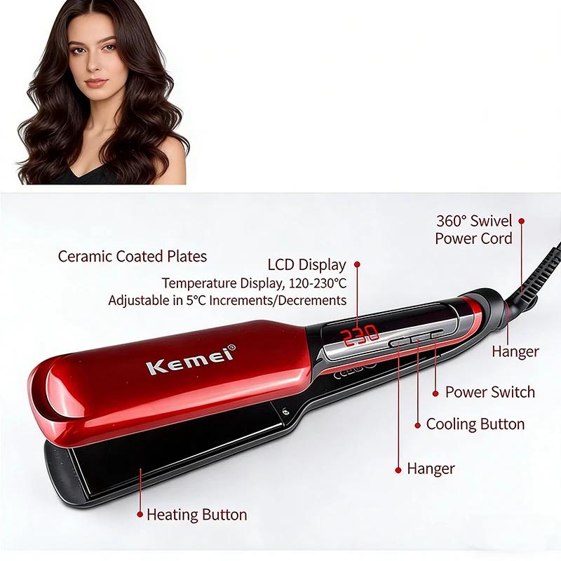 Lisseur professionnel KM-9620 multi-styles, outil de coiffure de qualité salon pour des coiffures pa