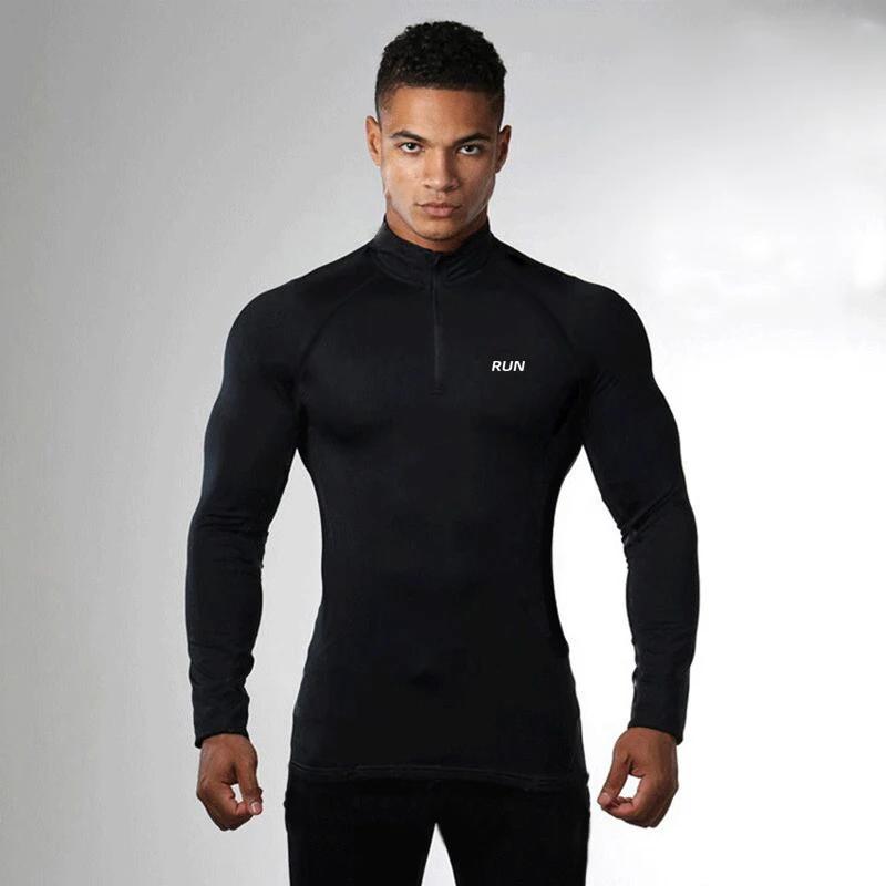 Polos de compression ajustés à séchage rapide pour l'automne, T-shirts de musculation à manches long
