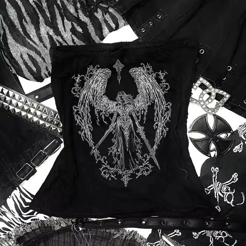 Y2k rétro bustier hauts Corset femmes Harajuku recadrée culture hauts gothique imprimé solide Camis