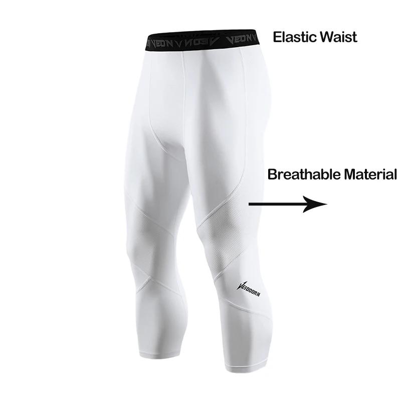 Collants de Compression doux 3/4 pour hommes, vêtements de Sport, Leggings d'entraînement à séchage