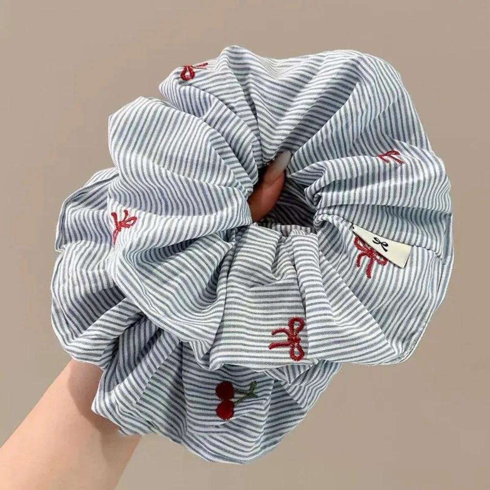 2 pièces de bandeau serré cerise à nœud rayé bleu de style coréen exquis, nouveau accessoire de chev