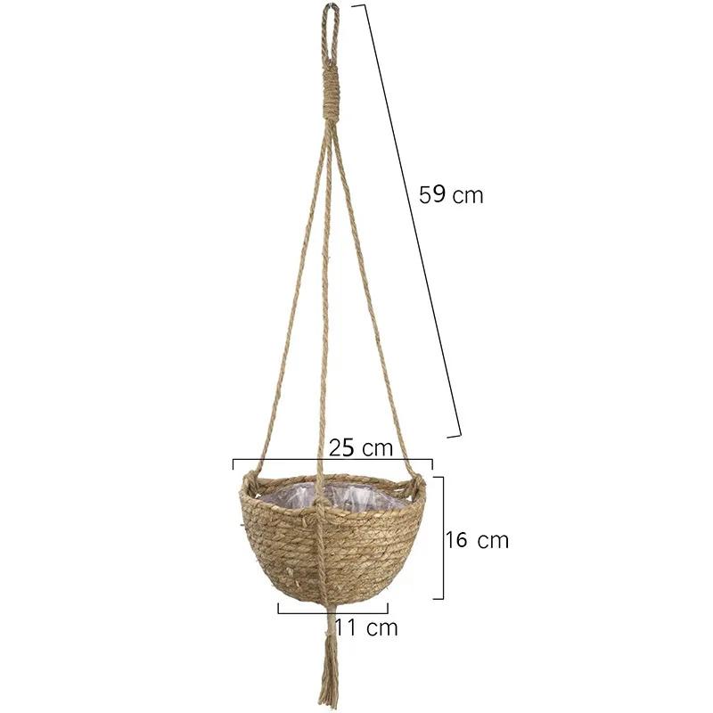 Ensemble de paniers de jardinières suspendus en jonc de mer naturel, Pots de plantes d'intérieur, dé