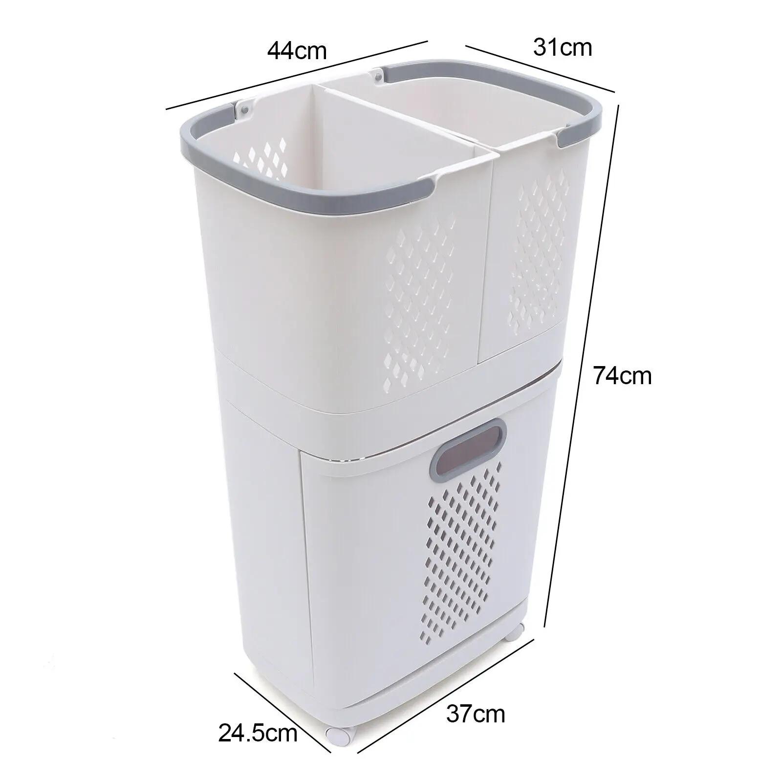Mir à linge à 3 niveaux, support pour vêtements sales, panier de rangement pour lavage, chariot de r