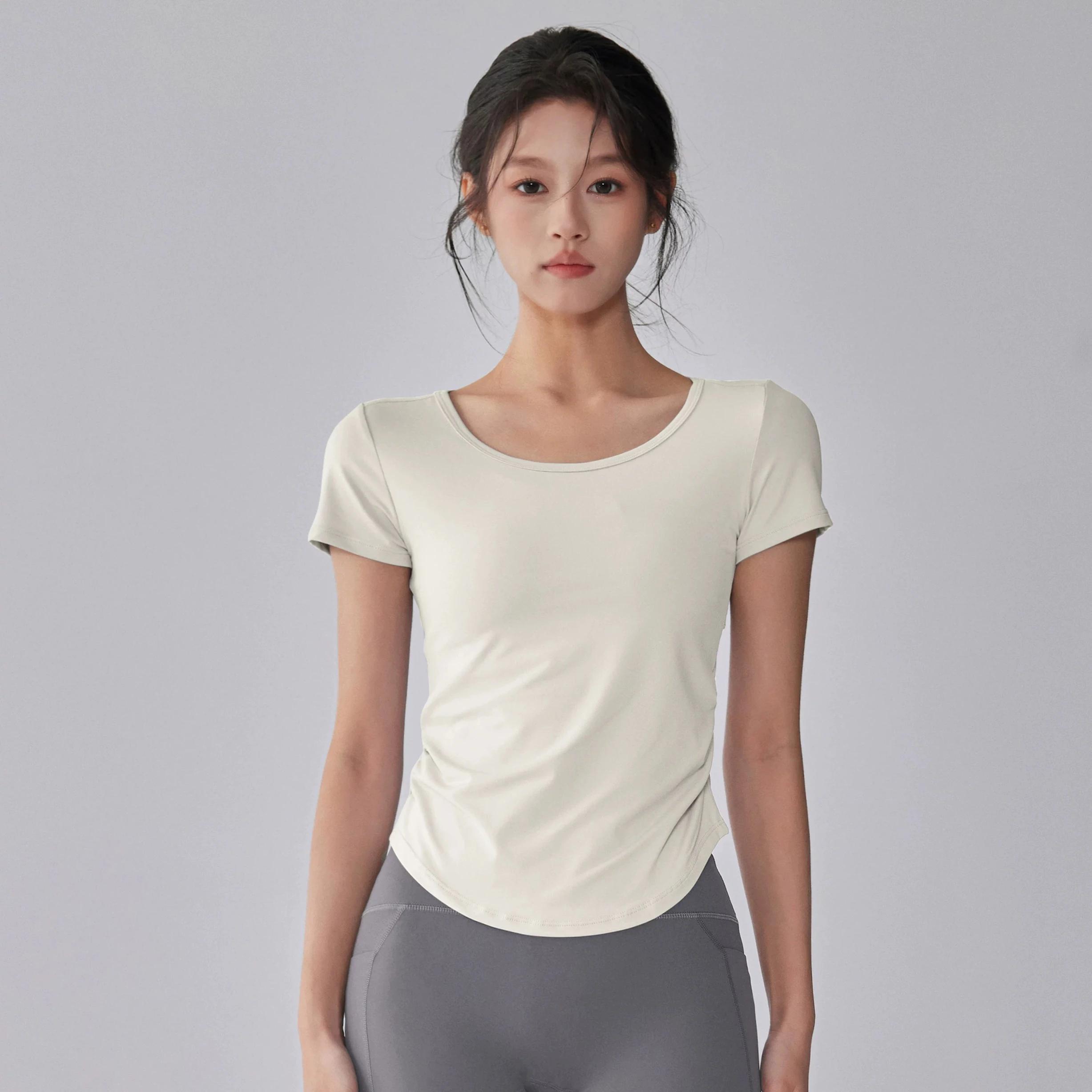 Combinaison de Yoga à manches courtes, sensation nue fine, respirante, pour course à pied, ample, Fi
