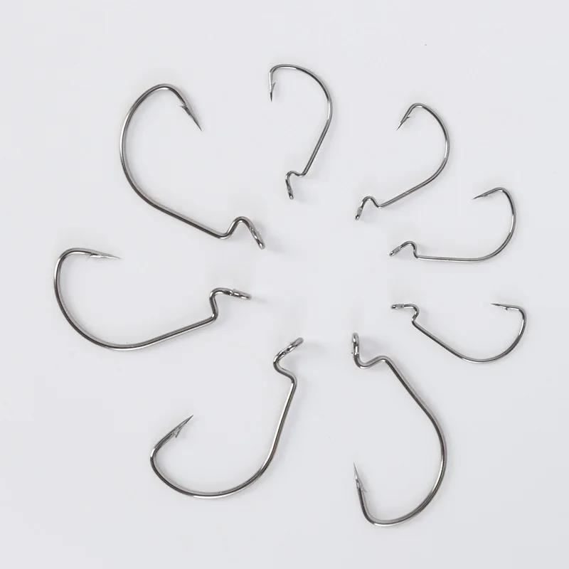 JYJ 100 pièces beaucoup d'hameçon de pêche offset, # 5/0 # 1/0 # 1 ... # 8 toutes tailles d'acier à