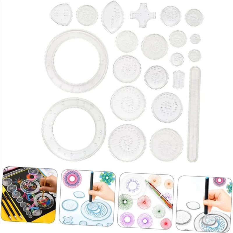 Règle de spirographe pour dessin, peinture à gratter, jouets, engrenages imbriqués, roues, peinture,
